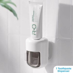DEHUB | Automatic Toothpaste Squeezing Brush Organizer Wall Mount No Drilling
