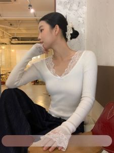White Vintage Lace Knit Sweater Fall