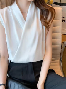 Elegant V-neck Satin Sleeveless Vest Top Summer Womens Fashion