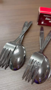 แพ็ค 6 คู่ ชุดช้อนส้อมสแตนเลสอย่างดี หนาพิเศษ ช้อนพร้อมส้อม สแตนเลสคุณภาพ