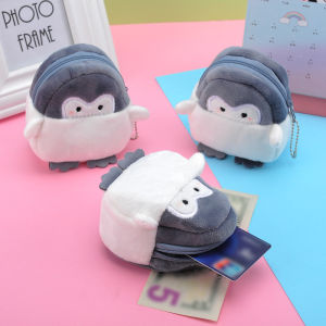 USB สายกระเป๋าสตางค์สั้นน่ารัก กระเป๋าใส่เคสหูฟังสัตว์รูปเพนกวิน กระเป๋าสตางค์สำหรับผู้หญิงหญิงสาว
