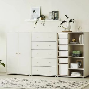 Nordic Luxury Simple Cream Style Solid Wood Environmental Group Childrens Baby Wardrobe Chest of Drawers Storage Cabinet