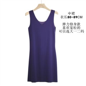 Ice Silk plus Size Camisole Dress Womens Mid-Length Thin Base Dress Sling Basic Slip Dress Nightdress Export Order