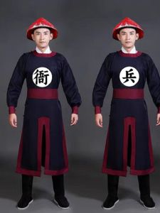 Ancient Costume of Officers and Soldiers in Qing Dynasty Adult Imperial Front Guard Qing Dynasty Couriers Fast-Catching Mens Uniform Soldier Performance Uniform