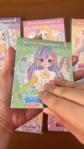 (25lembar) Mainan Busy Book Girl Stiker Ganti Muka DIY Make Up Buku Mewarnai Stiker Ganti Baju