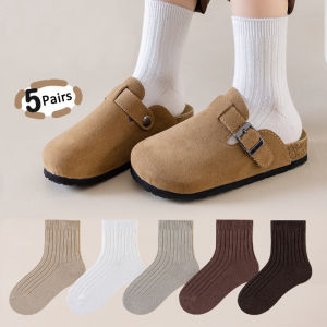 5 Pairs ChildrenS Socks Mid Tube Baby Socks Soft Sport Kids Socks Solid Color Toddler Socks For Boys And Girl Accessories