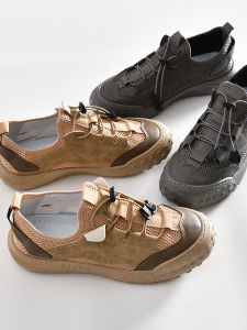 Outdoor Climbing Series Mens Comfortable Sports Shoes Mesh Hollow One-Step Casual Shoes Breathable Flat Heel round Toe Rubber Sole