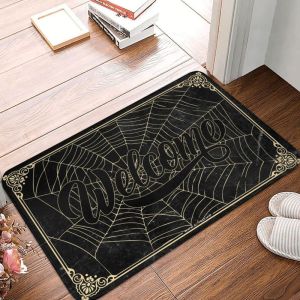 Halloween Crow Bat Carpet Spooky Gothic Non-Slip Rug Aesthetic Unwelcome Door Mat Vintage Entryway Home Party Decor