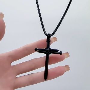 Pharaoh🍓Kalung Salib Paku Baja/Kalung Liontin Punk/Kalung Anti Karat Dari Logam Paduan COD