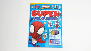 Marvel Spidey & Amazing Friends Super Colouring Book With 60 Stickers & 8 Felt Tip Pens For Kids