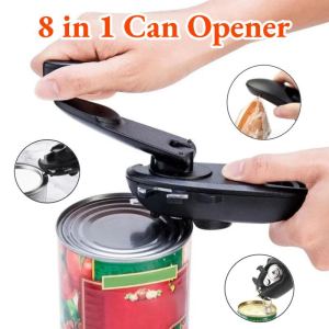 8 in 1 Can Opener Stainless Steel Tin Opener Professional Jar Manual Cut Opener for Bottles Kitchen Portable Tool