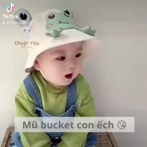 (VIDEO) Nón cho bé (3 tháng - dưới 4 tuổi ) mũ bụcket chống nắng CHÚ ẾCH vải mềm êm (Ảnh thật)