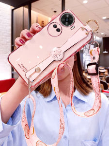 Huawei Nova11SE Silicone Phone Case with Strap Crossbody Womens Style Anti-fall Soft Shell Full Cover Protection Korean Style