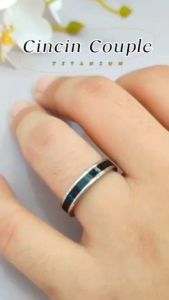 Cincin Titanium/stainless steel couple harga/1biji cincin dewasa elegan silver kombi black perhiasan lapis emas silver CN 029