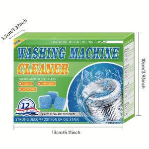 2025 New Washing Machine Cleaner Tablets 12 Count Lemon Scent Deep Cleaning Dirt Remover Clean Laundry Washer Drum and Tub