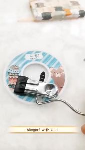 10ชิ้น ตะขอแขวนเสื้อผ้า พร้อมคลิป / ไม้หนีบผ้าแบบใช้งานหนัก / คลิปหนีบผ้าแบบพกพาสำหรับเสื้อชั้นใน ถุงเท้า ผ้าขนหนู ชุดชั้นใน ไม้แขวนรองเท้า / ไม้หนีบผ้าแบบพกพาสำหรับตากผ้าสแตนเลส