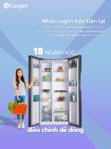[CHỈ GIAO MIỀN NAM] Tủ lạnh Side by Side Casper 458L RS-460PG - Tiết kiệm điện - Chính hãng - Bảo hành 2 năm
