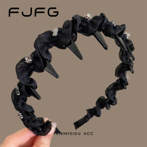 Elegant Folded Ruffle Edged Hairband Womens New 2025 High Top Small Face Flattering Versatile Hair Clip Fashionable Original Design