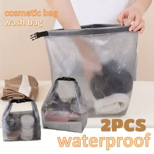 2PCS Waterproof Storage Bag Cosmetic Storage Bag Gym Swimming Clothing Storage Pouch Men Women Outdoor Travel Washing Bag