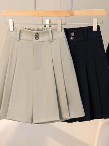 กางเกงขาสั้นทรงหลวมเอวสูงสไตล์มินิมอลสำหรับผู้หญิงไซส์ใหญ่ ฤดูร้อนปี 2025 กางเกงขายาวทรงหลวมสำหรับใส่ทำงาน