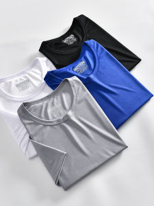 Finn Quick-Drying Sport เสื้อยืดแขนสั้นระบายอากาศสําหรับผู้ชายสีทึบแฟชั่นฤดูร้อนสไตล์เมือง Crewneck