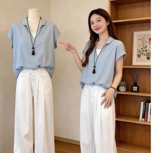 AIYITI | Faux Two-piece Short Sleeve Plus Size Womens Shirt