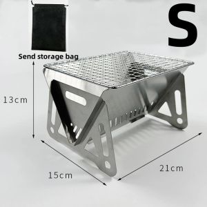 Foldable Stainless Steel Barbecue Grill Multi-purpose Charcoal Wood Stove for Household Outdoor Cooking Camping Picnic Beach BBQ