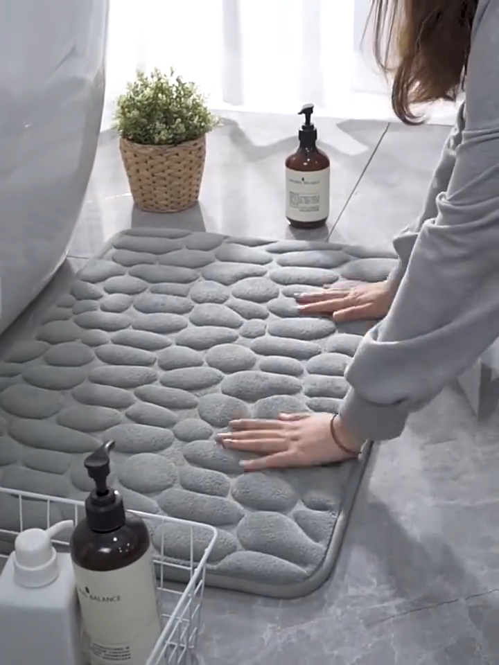 Cobblestone Coral Fleece Entrance Door Mat Bathroom Anti-slip Foot Mat Entrance Door Vacuum Clean Foot Mat
