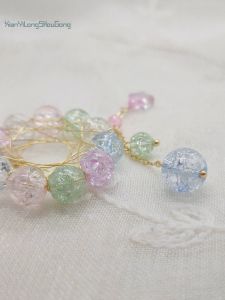 Men Màu 4/6mma Cao Cấp Nổ Pha Lê Đá Nứt Hạt Tròn Tự Làm Vòng Tay Vòng Cổ Bông Tai Phụ Kiện