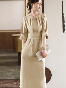 Elegant Mid-Length Dress Womens Spring Autumn Inner Wear Base Layer Summer Daily Wear Mini Dress 88503 Polyester Fiber