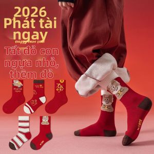 Vớ Cotton Trung Cổ Đỏ Cho Bé Mùa Đông