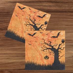 Party Dinner Napkin Serviette Disposable Paper Tissue- Halloween Bats Pumpkin Owl Scary [NSP159]