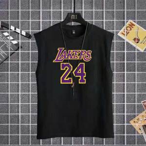 Summer Thin Loose Sleeveless T-Shirt Basketball Sport Crossbar Vest Mens Trendy Casual Printed Sweat Vest Polyester round Neck