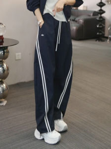 High Waist Wide Leg Pants Womens Spring Autumn New Style Loose Drape Casual Straight Leg Trousers Stripe Pattern Casual Pants