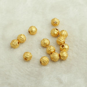 ลูกปัดทรงกลมขนาด 7 มม. ลูกปัดสีทอง 18K ลูกปัดทรงกลมขนาดเล็กสำหรับทำเครื่องประดับ DIY ลูกปัดนำโชค ลูกปัดหินธรรมชาติ