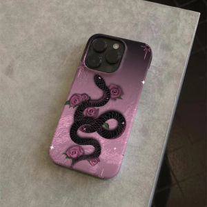 Rose Snake Design Phone Case for 15 pro 16 Artistic High-End National Trend Style Anti-Fall Soft Shell Two-In-One