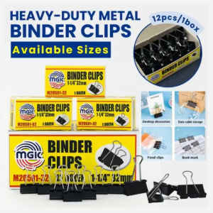 Binder Clips 12pcs/Dozen Heavy Duty Foldback Clips Strong Metal Paper Clamps for Office School