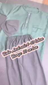 Baju Koko Anak Laki-laki Warna Ungu Lilac & Set Pakaian Muslim Usia 1-10 Tahun