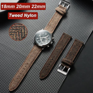 18mm 20mm 22mm Tweed Nylon Strap Quick Release Weave Vintage Genuine Cowhide Bracelet for Omega for Seiko Smartwatch Watch Band