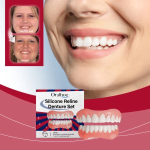 Mới Silicone Giả Răng Trên & Dưới Veneers Thoải Mái Giả Răng Nẹp Răng Giả Dán Cho Cười Hoàn Hảo