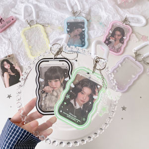 Thời Trang Kpop Cô Gái Dễ Thương Thần Tượng Đựng Thẻ Ảnh Đơn Giản Màu Trơn 3In Túi Bảo Quản Có Dây Co Giãn Mặt Dây Chuyền Phụ Kiện Quà Tặng
