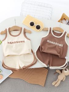 Bộ Đồ Thể Thao Mùa Hè Bằng Cotton Nguyên Chất Cho Bé Trai Và Bé Gái Không Tay Quần Short Bộ Đồ Hai Mảnh Cho Trẻ Em