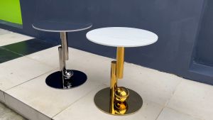 Luxury Side Table / Round Sintered Stone End Table- FRM2163