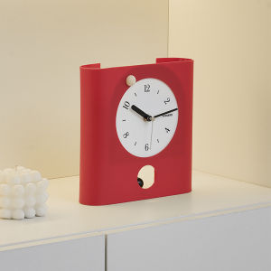 Minimalist Nordic Modern Design Acrylic Desk Clock - Silent Battery Operated Large Decorative Clock for Home Living Room Office Bedroom Stylish Easy to Read with Bold Numerals and Pendulum 19.7*20cm