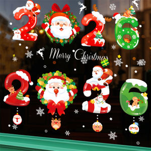 2026 Christmas Car Window Stickers Party Bar Shop Electrostatic Sticker Reusable Xmas Santa Window Auto Doors Bodys Decal