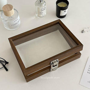 กล่องเก็บเครื่องประดับแบบพกพาสไตล์เรโทรสไตล์วินเทจ ลายไม้ Walnut กล่องเก็บของสำหรับใส่แหวน เลื่อม สร้อยคอ ต่างหู กล่องเก็บของสำหรับจัดระเบียบในครัวเรือน