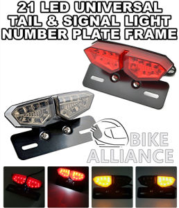 ✔READY STOCK✔ 21 LED UNIVERSAL TAIL LIGHT & NUMBER PLATE FRAME TAIL LAMP BRAKE LIGHT SIGNAL UNIVERSAL CAFE RACER