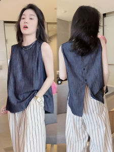 Fashionable Summer Outfit: Sleeveless Tank Top with Stripes Casual Waist-Length Trousers Two-Piece Set for Women