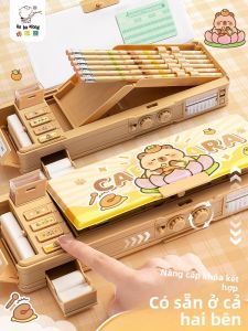 MONLEYTA | Girls Multifunctional Pencil Case Double Layer High Aesthetic Value Kindergarten Stationery Box Black Technology Popular New 2025