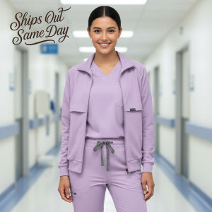 Gooduniform Premium 3-Piece Scrub Set – Jacket V-Neck Top & Jogger Pants | Stretch Fabric Soft Lining Multi-Pocket Design